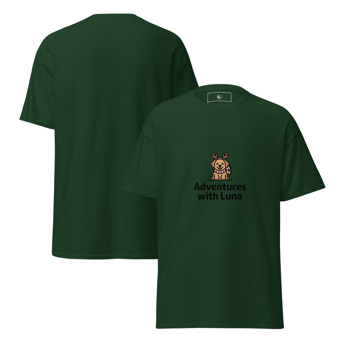 Reindeer Puppy Luna Unisex Tee - Adventures With Luna