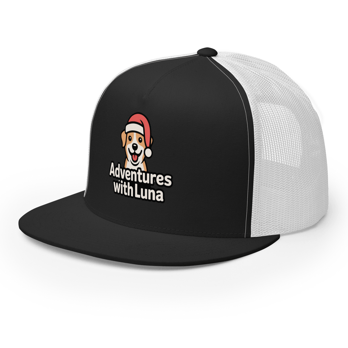 Santa Hat Puppy Luna Trucker Cap - Adventures With Luna