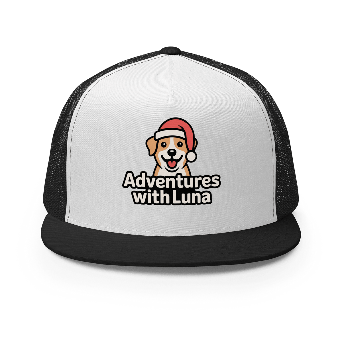 Santa Hat Puppy Luna Trucker Cap - Adventures With Luna