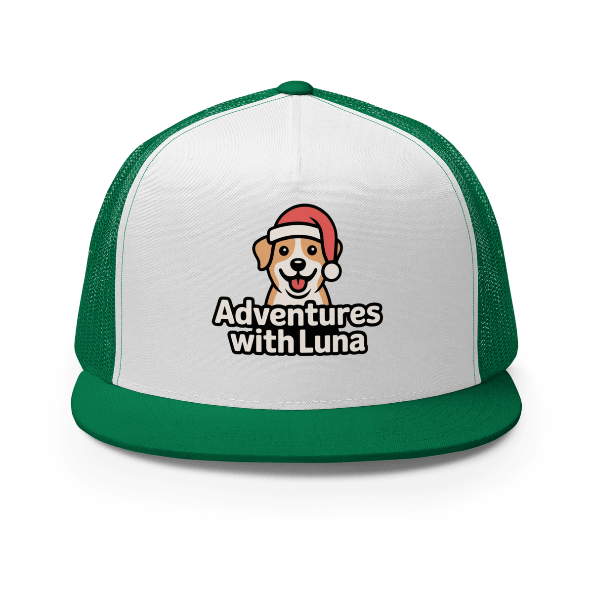 Santa Hat Puppy Luna Trucker Cap - Adventures With Luna