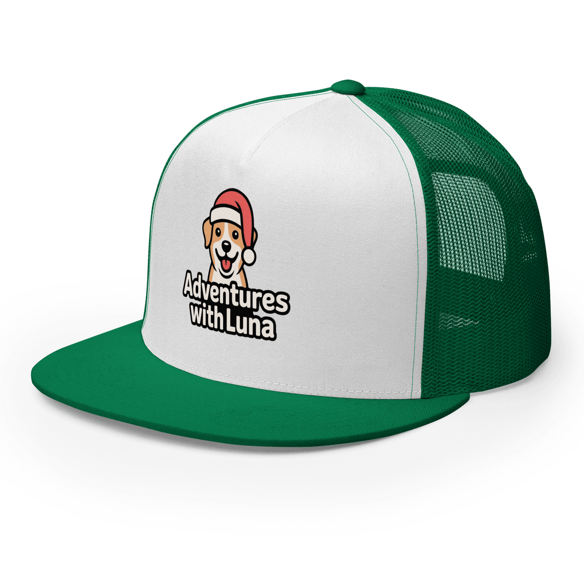 Santa Hat Puppy Luna Trucker Cap - Adventures With Luna