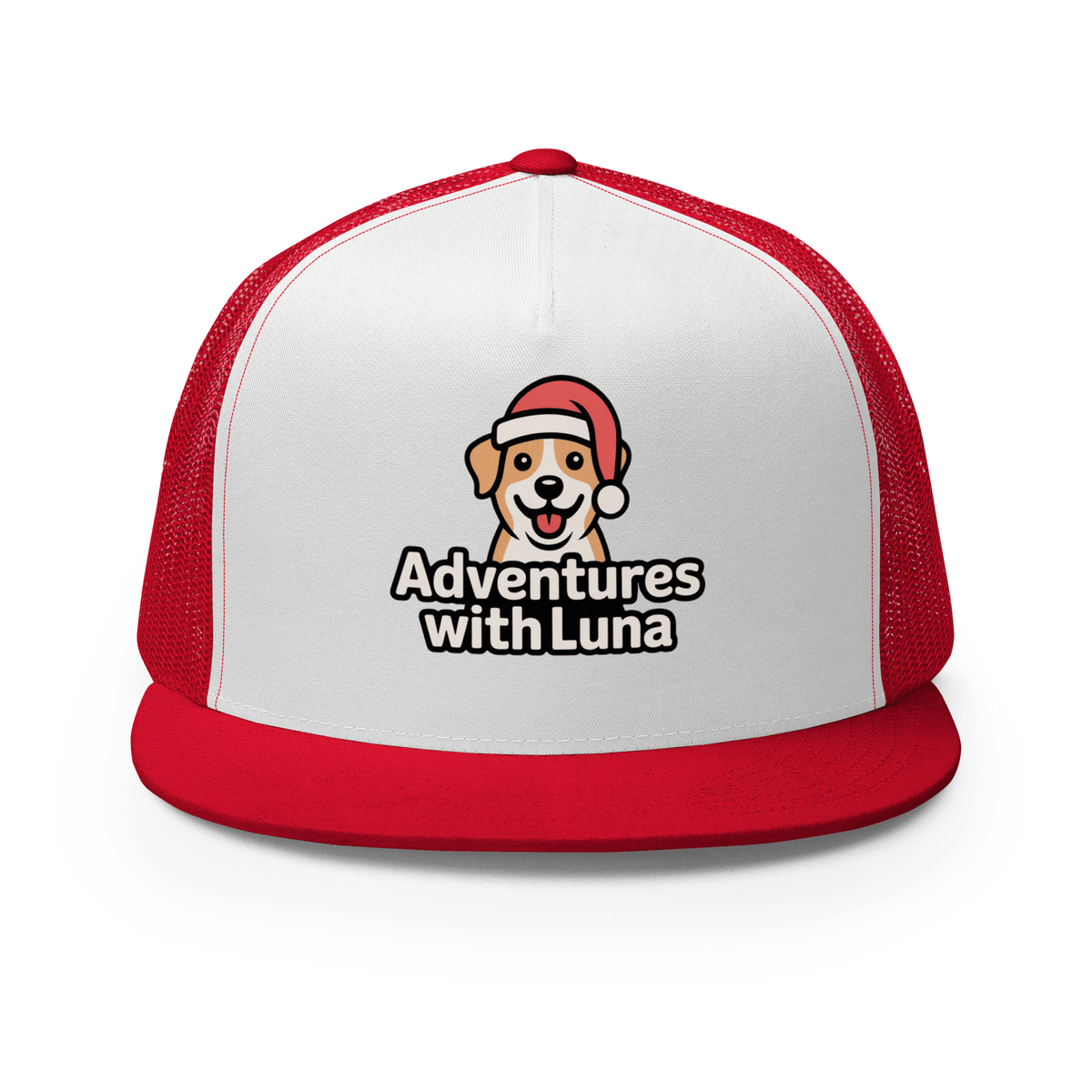 Santa Hat Puppy Luna Trucker Cap - Adventures With Luna