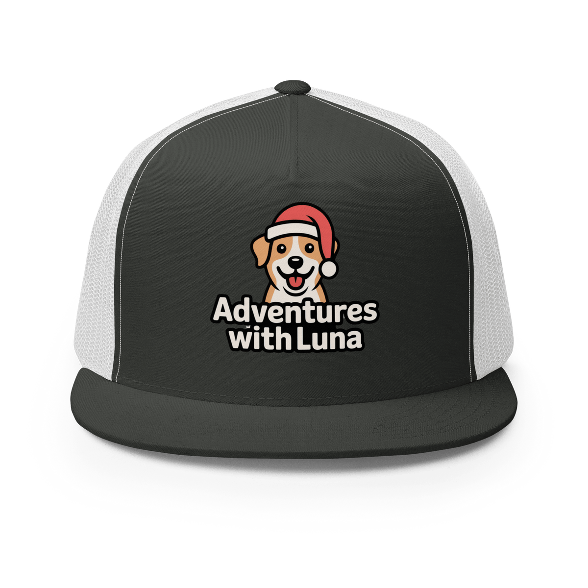 Santa Hat Puppy Luna Trucker Cap - Adventures With Luna