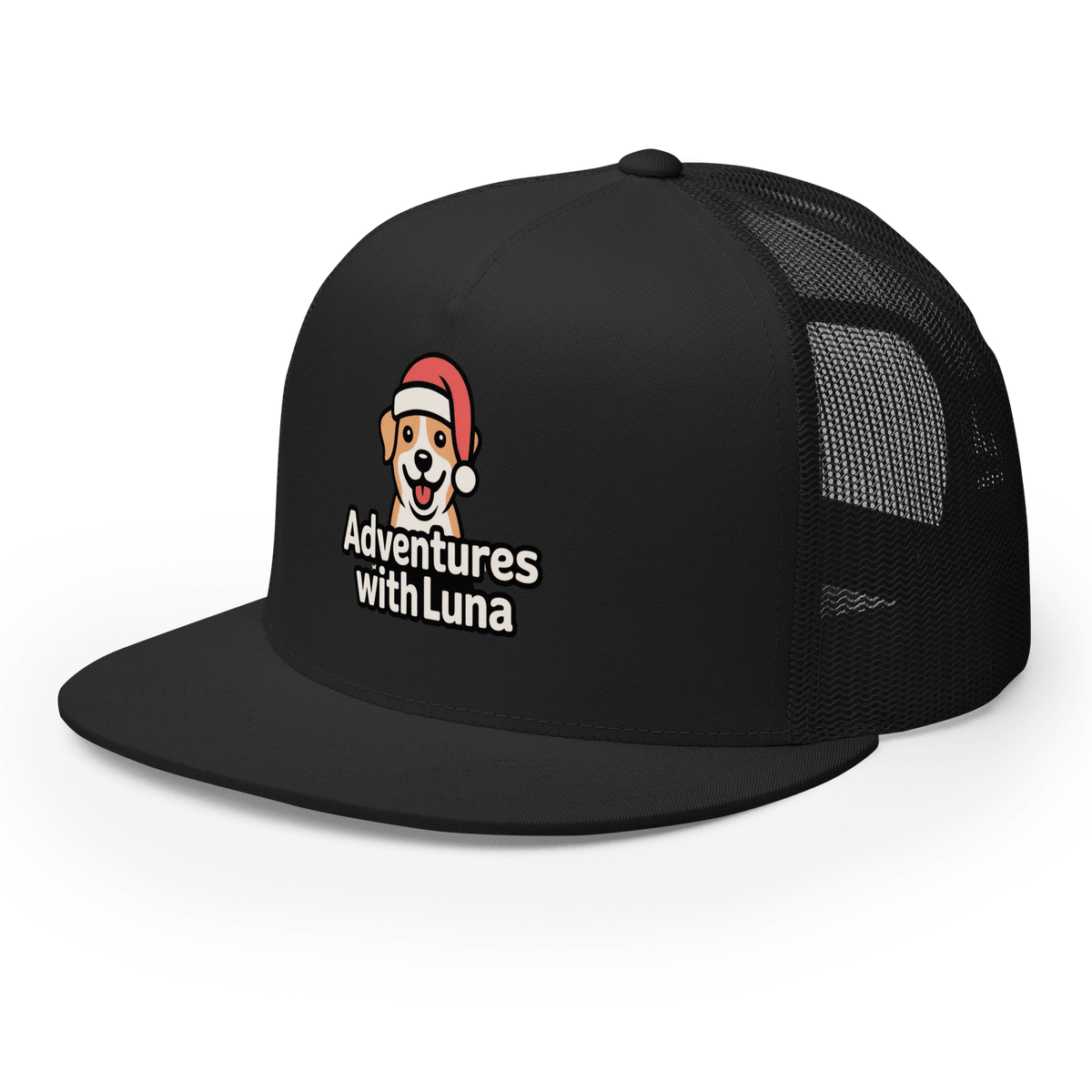 Santa Hat Puppy Luna Trucker Cap - Adventures With Luna