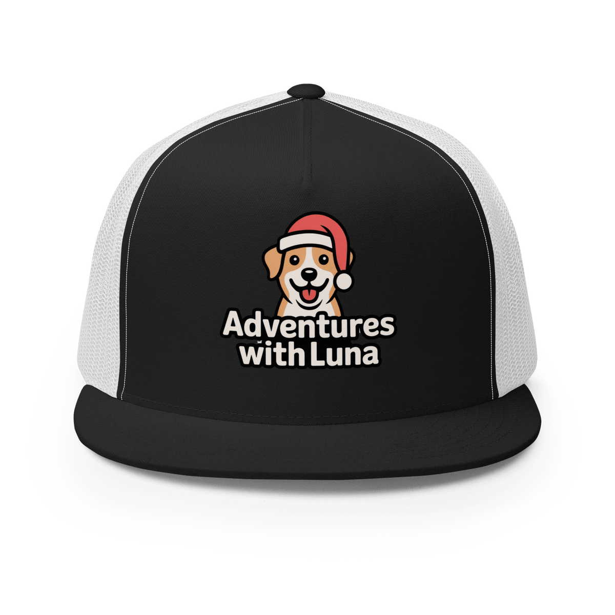 Santa Hat Puppy Luna Trucker Cap - Adventures With Luna