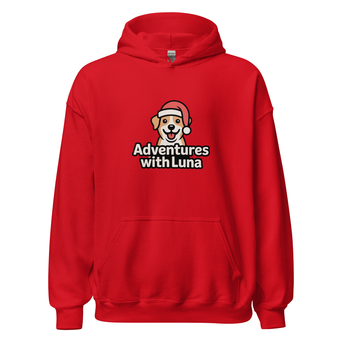 Santa Hat Puppy Luna Unisex Hoodie - Adventures With Luna