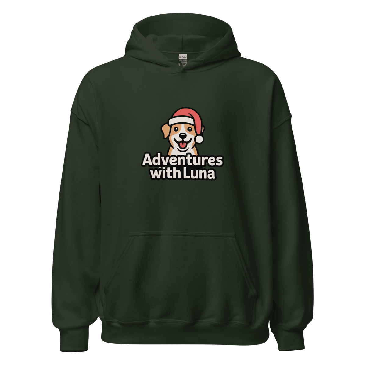 Santa Hat Puppy Luna Unisex Hoodie - Adventures With Luna