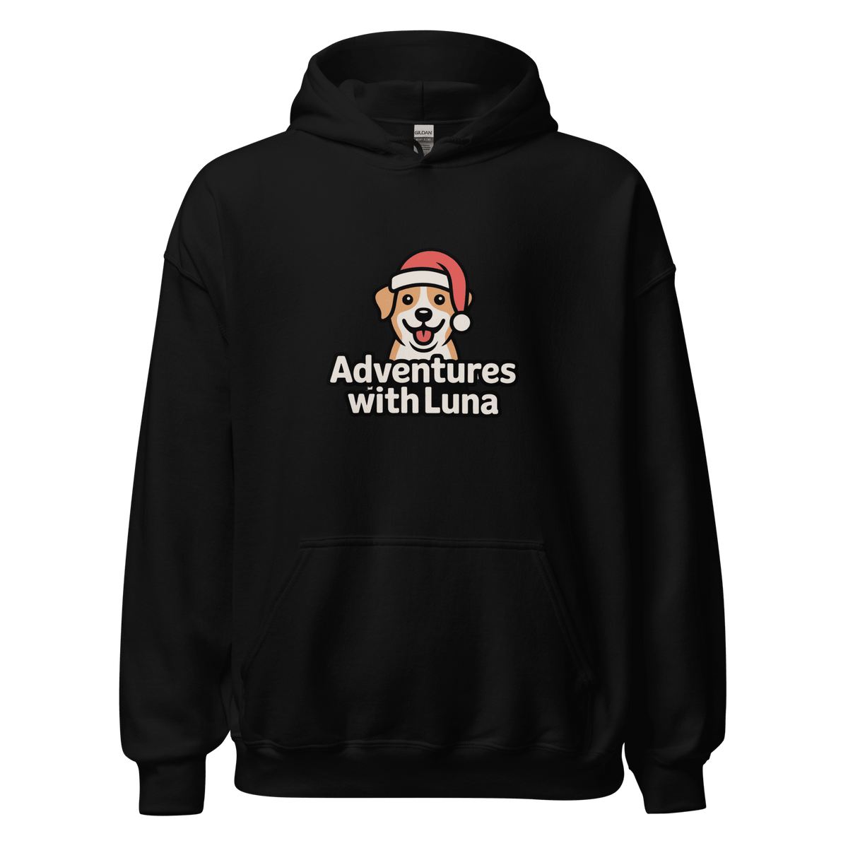 Santa Hat Puppy Luna Unisex Hoodie - Adventures With Luna