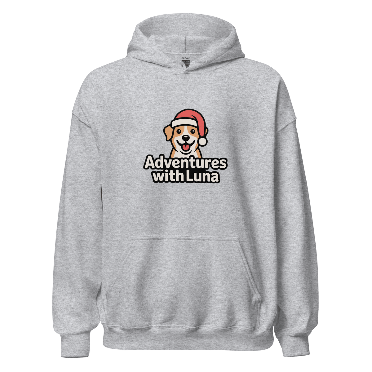 Santa Hat Puppy Luna Unisex Hoodie - Adventures With Luna