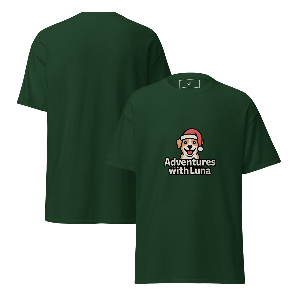 Santa Hat Puppy Luna Unisex Tee - Adventures With Luna