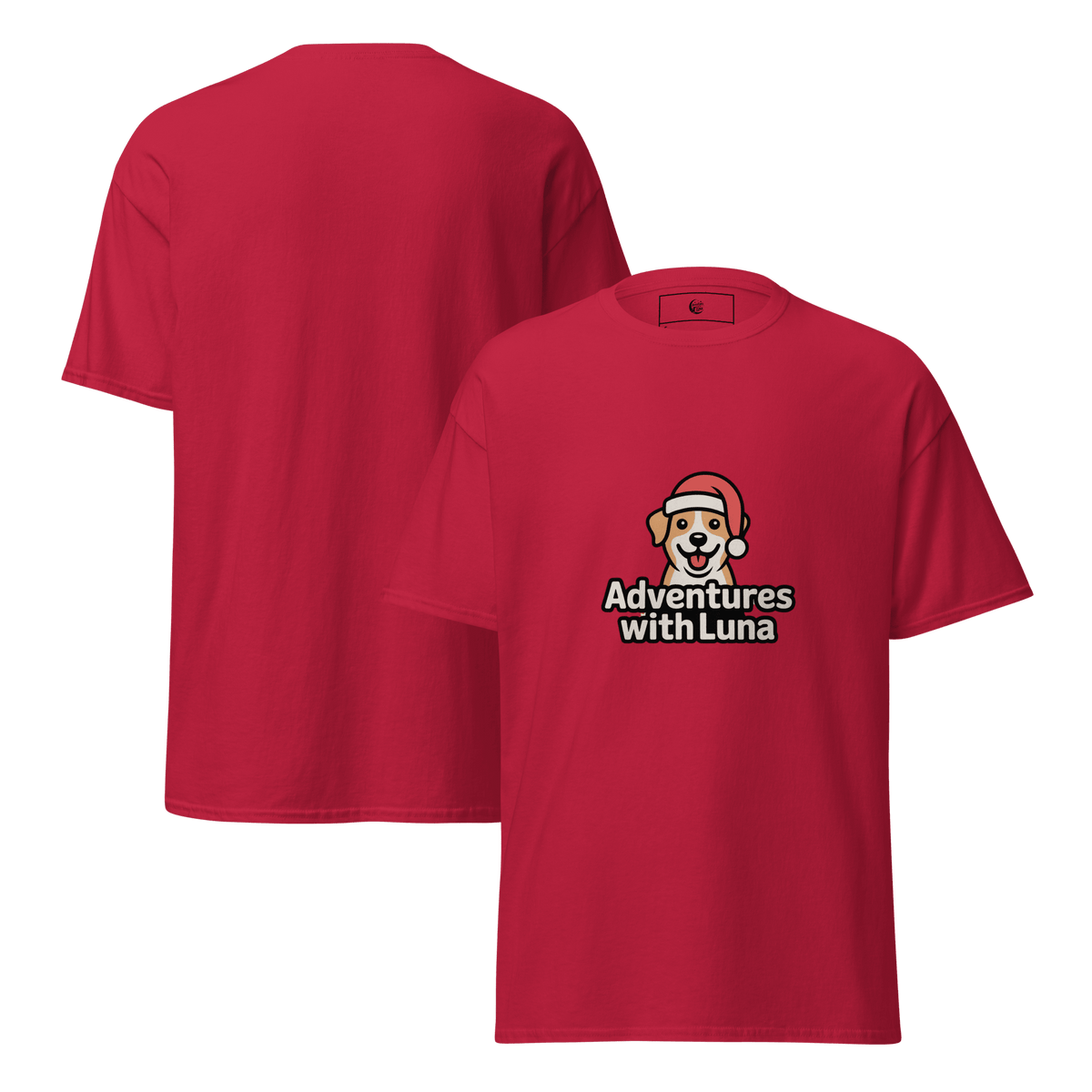 Santa Hat Puppy Luna Unisex Tee - Adventures With Luna