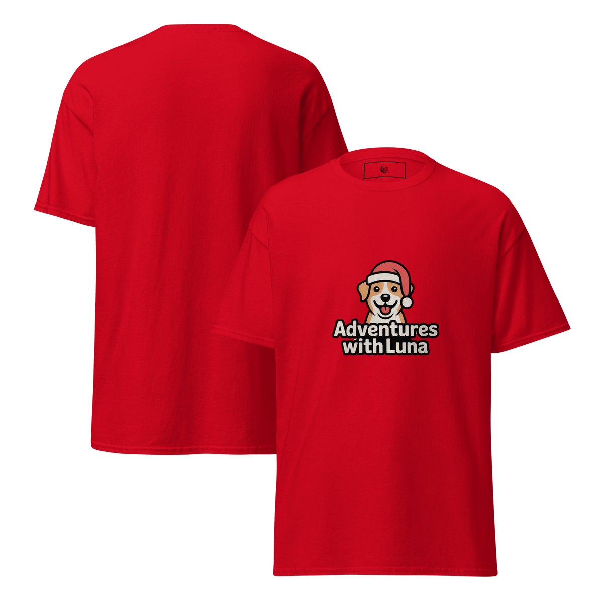 Santa Hat Puppy Luna Unisex Tee - Adventures With Luna