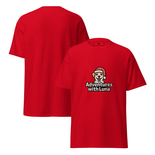 Santa Hat Puppy Luna Unisex Tee - Adventures With Luna