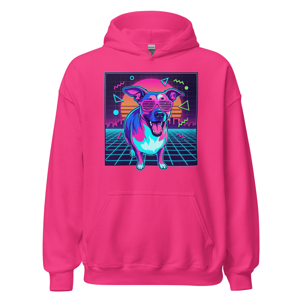 Synth Wave Retro 80s Dog Unisex Hoodie - Adventures With Luna