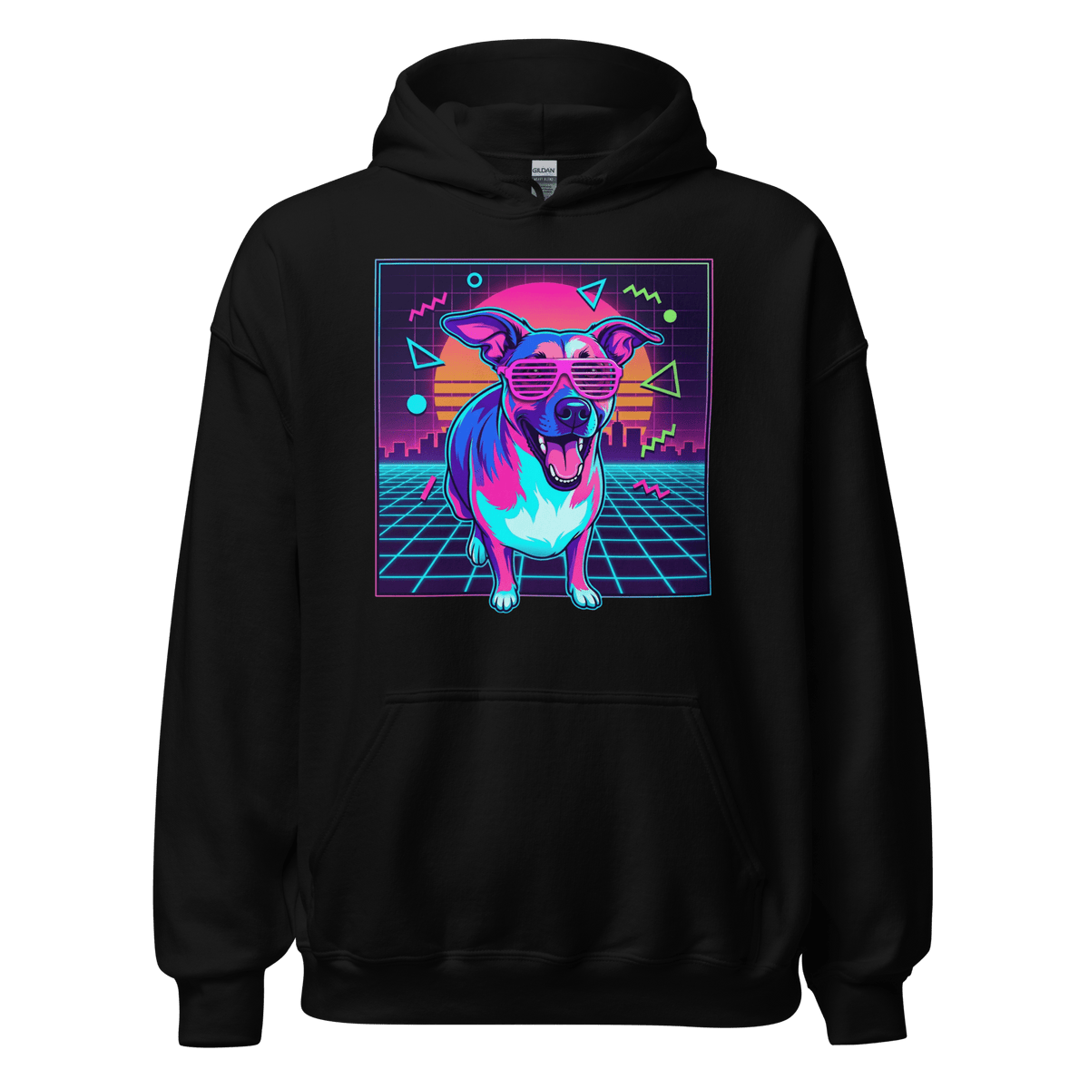 Synth Wave Retro 80s Dog Unisex Hoodie - Adventures With Luna