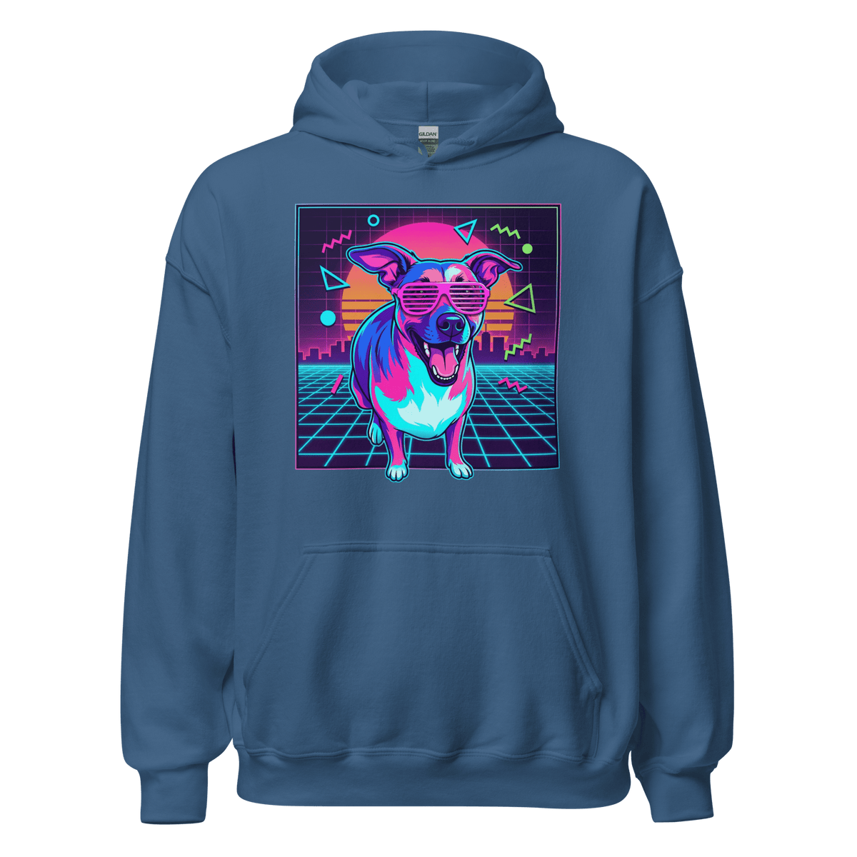 Synth Wave Retro 80s Dog Unisex Hoodie - Adventures With Luna