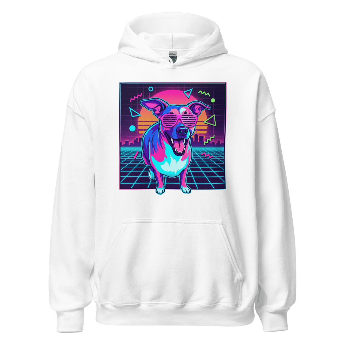 Synth Wave Retro 80s Dog Unisex Hoodie - Adventures With Luna