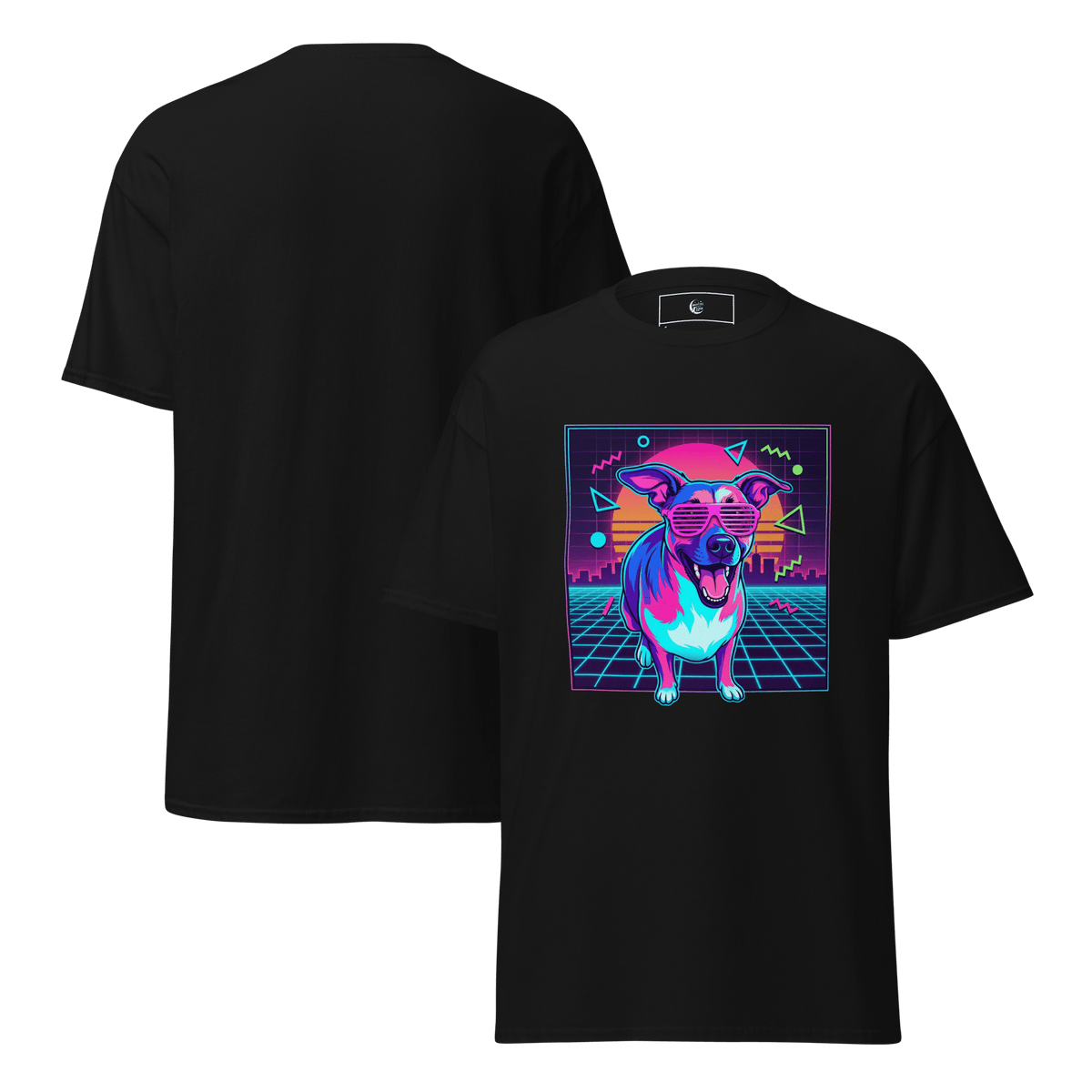 Synth Wave Retro 80s Dog Unisex Tee - Adventures With Luna